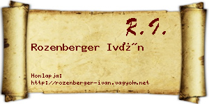 Rozenberger Iván névjegykártya